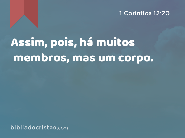 Assim, pois, há muitos membros, mas um corpo. - 1 Coríntios 12:20