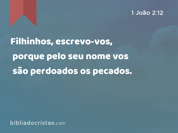 Filhinhos, escrevo-vos, porque pelo seu nome vos são perdoados os pecados. - 1 João 2:12