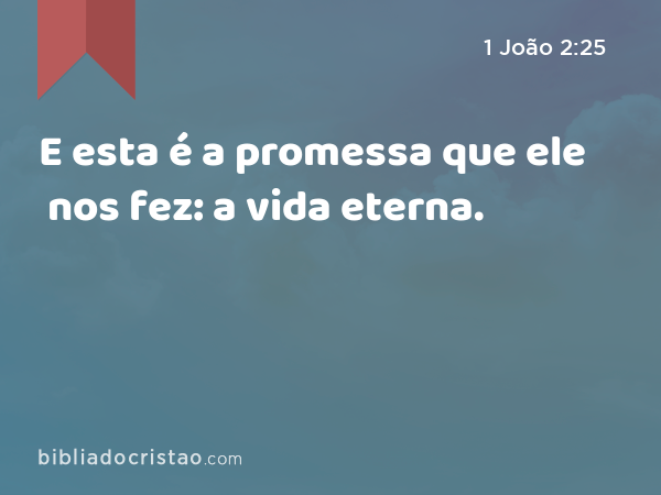 E esta é a promessa que ele nos fez: a vida eterna. - 1 João 2:25