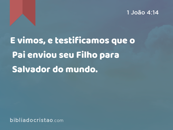 E vimos, e testificamos que o Pai enviou seu Filho para Salvador do mundo. - 1 João 4:14