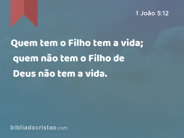 Quem tem o Filho tem a vida; quem não tem o Filho de Deus não tem a vida. - 1 João 5:12