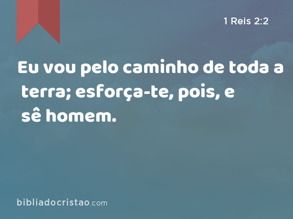 Eu vou pelo caminho de toda a terra; esforça-te, pois, e sê homem. - 1 Reis 2:2