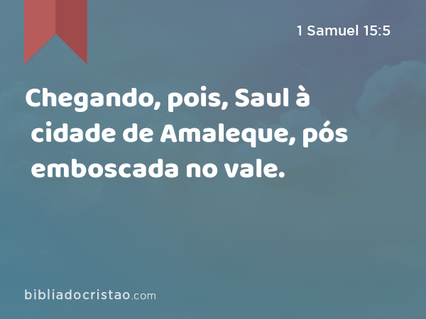 Chegando, pois, Saul à cidade de Amaleque, pós emboscada no vale. - 1 Samuel 15:5