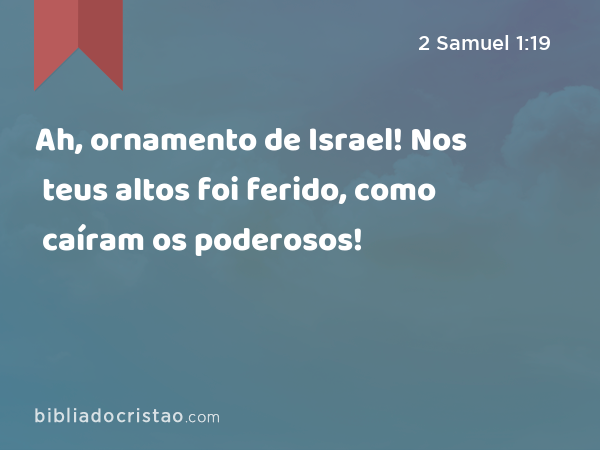 Ah, ornamento de Israel! Nos teus altos foi ferido, como caíram os poderosos! - 2 Samuel 1:19