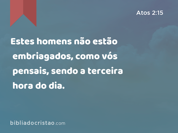 Estes homens não estão embriagados, como vós pensais, sendo a terceira hora do dia. - Atos 2:15