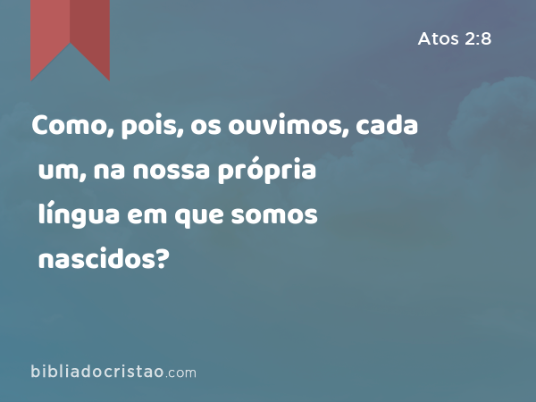 Como, pois, os ouvimos, cada um, na nossa própria língua em que somos nascidos? - Atos 2:8