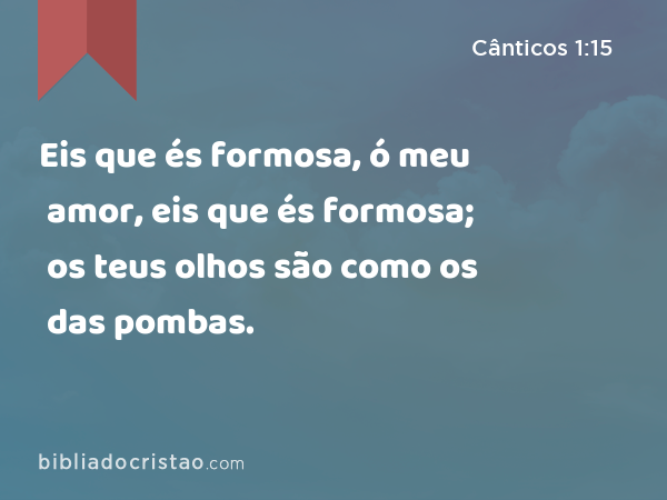 Eis que és formosa, ó meu amor, eis que és formosa; os teus olhos são como os das pombas. - Cânticos 1:15