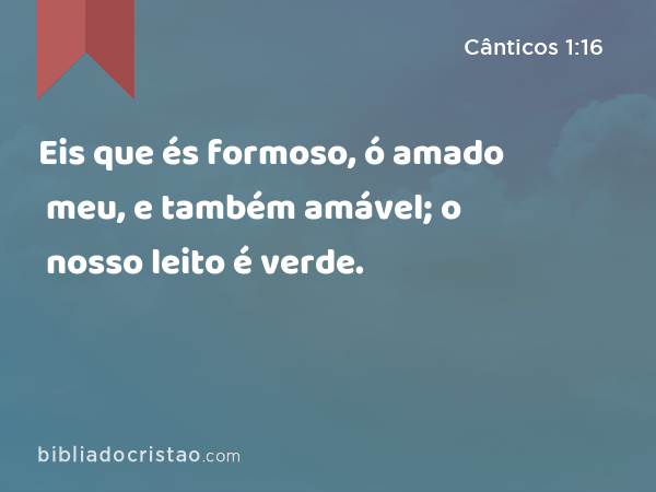 Eis que és formoso, ó amado meu, e também amável; o nosso leito é verde. - Cânticos 1:16