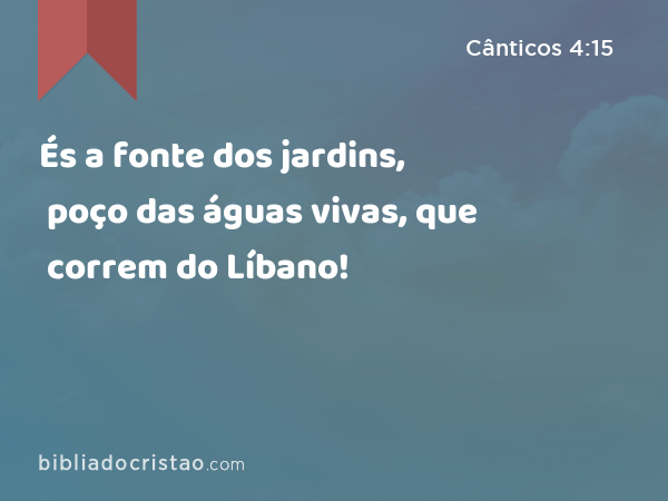 És a fonte dos jardins, poço das águas vivas, que correm do Líbano! - Cânticos 4:15