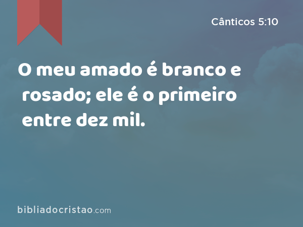 O meu amado é branco e rosado; ele é o primeiro entre dez mil. - Cânticos 5:10