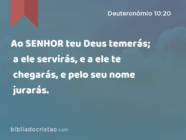 Ao SENHOR teu Deus temerás; a ele servirás, e a ele te chegarás, e pelo seu nome jurarás. - Deuteronômio 10:20