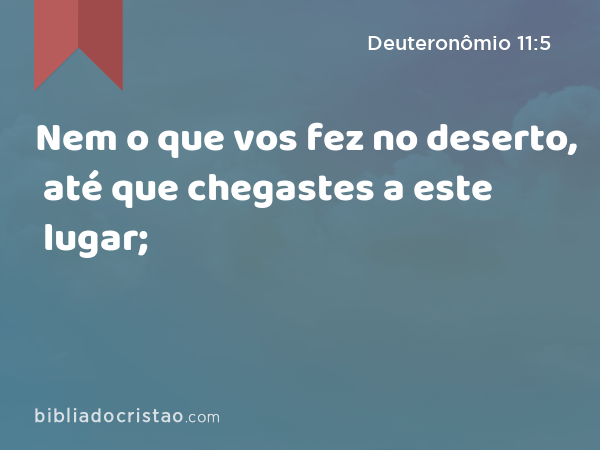 Nem o que vos fez no deserto, até que chegastes a este lugar; - Deuteronômio 11:5