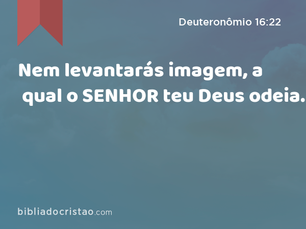 Nem levantarás imagem, a qual o SENHOR teu Deus odeia. - Deuteronômio 16:22