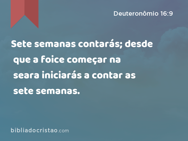 Sete semanas contarás; desde que a foice começar na seara iniciarás a contar as sete semanas. - Deuteronômio 16:9