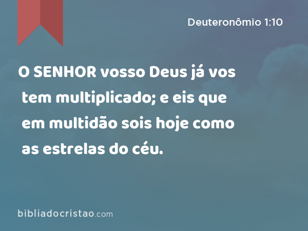 O SENHOR vosso Deus já vos tem multiplicado; e eis que em multidão sois hoje como as estrelas do céu. - Deuteronômio 1:10