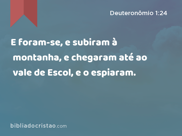 E foram-se, e subiram à montanha, e chegaram até ao vale de Escol, e o espiaram. - Deuteronômio 1:24