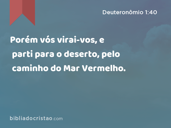 Porém vós virai-vos, e parti para o deserto, pelo caminho do Mar Vermelho. - Deuteronômio 1:40