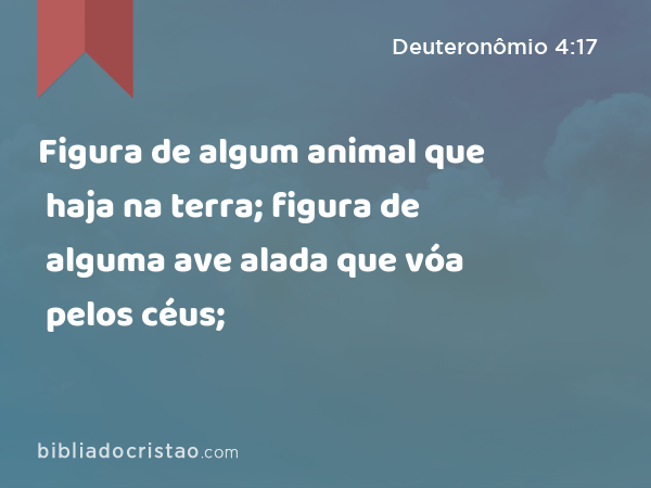 Figura de algum animal que haja na terra; figura de alguma ave alada que vóa pelos céus; - Deuteronômio 4:17