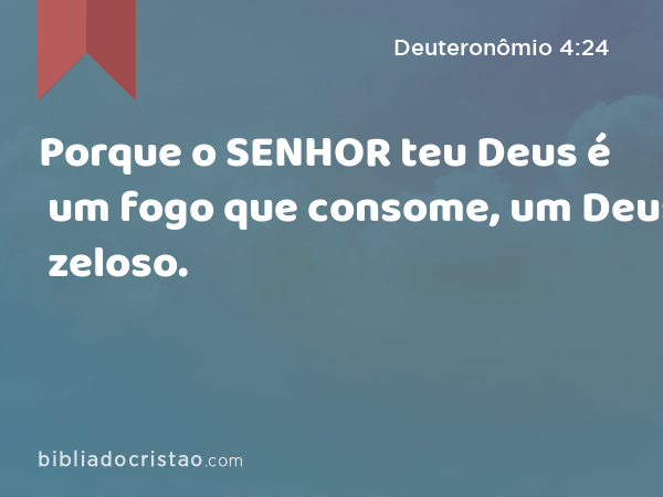 Porque o SENHOR teu Deus é um fogo que consome, um Deus zeloso. - Deuteronômio 4:24