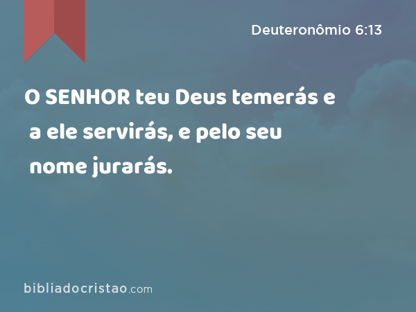 O SENHOR teu Deus temerás e a ele servirás, e pelo seu nome jurarás. - Deuteronômio 6:13