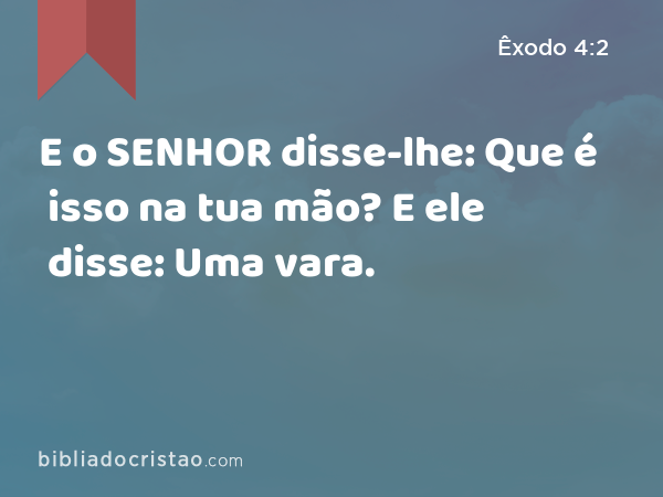 E o SENHOR disse-lhe: Que é isso na tua mão? E ele disse: Uma vara. - Êxodo 4:2