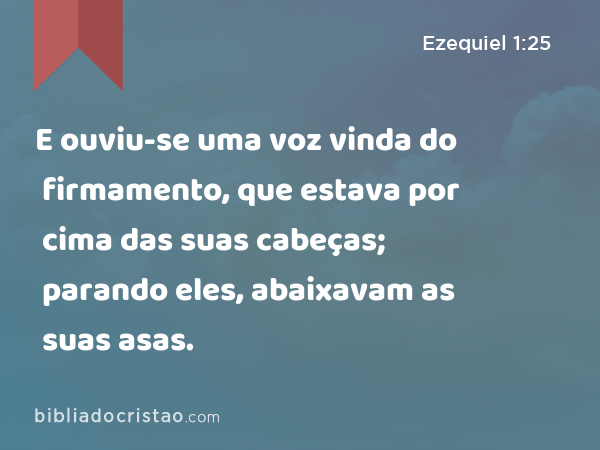 E ouviu-se uma voz vinda do firmamento, que estava por cima das suas cabeças; parando eles, abaixavam as suas asas. - Ezequiel 1:25