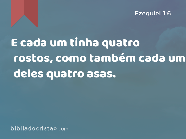 E cada um tinha quatro rostos, como também cada um deles quatro asas. - Ezequiel 1:6