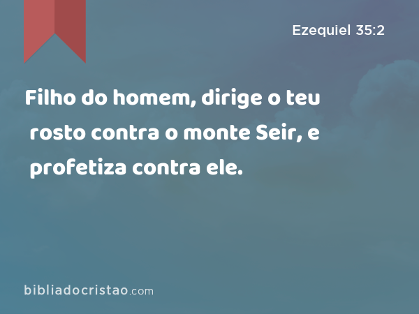 Filho do homem, dirige o teu rosto contra o monte Seir, e profetiza contra ele. - Ezequiel 35:2