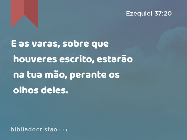 E as varas, sobre que houveres escrito, estarão na tua mão, perante os olhos deles. - Ezequiel 37:20