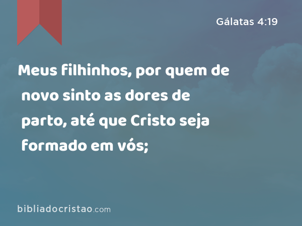 Meus filhinhos, por quem de novo sinto as dores de parto, até que Cristo seja formado em vós; - Gálatas 4:19