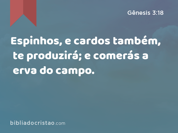 Espinhos, e cardos também, te produzirá; e comerás a erva do campo. - Gênesis 3:18