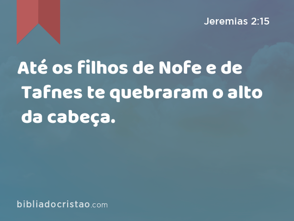 Até os filhos de Nofe e de Tafnes te quebraram o alto da cabeça. - Jeremias 2:15