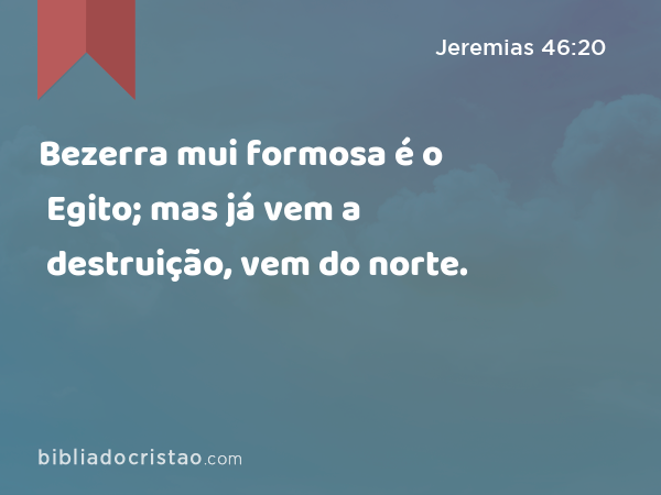 Bezerra mui formosa é o Egito; mas já vem a destruição, vem do norte. - Jeremias 46:20