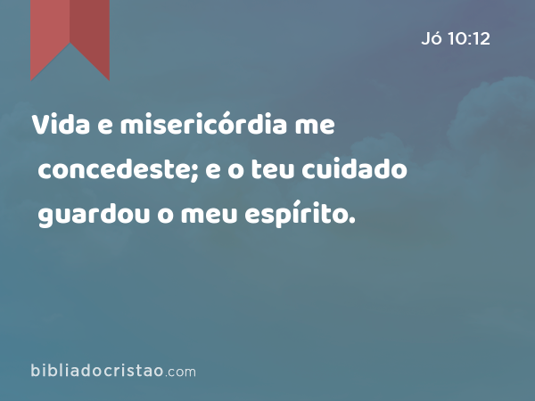 Vida e misericórdia me concedeste; e o teu cuidado guardou o meu espírito. - Jó 10:12