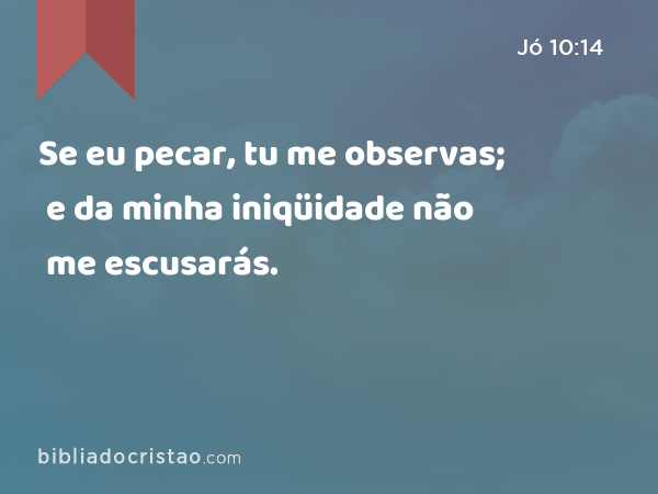 Se eu pecar, tu me observas; e da minha iniqüidade não me escusarás. - Jó 10:14