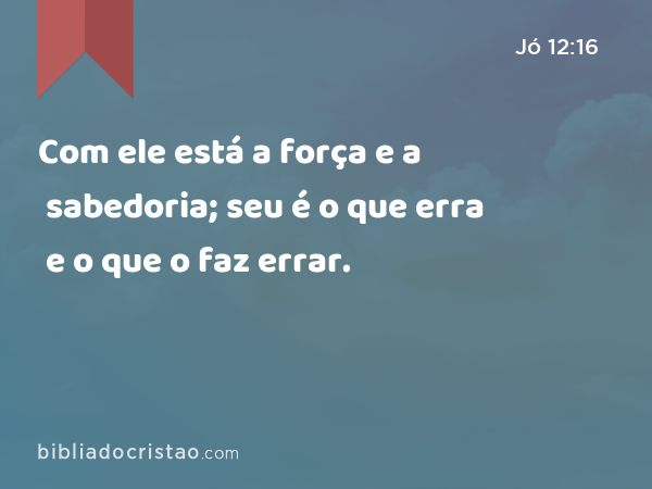 Com ele está a força e a sabedoria; seu é o que erra e o que o faz errar. - Jó 12:16