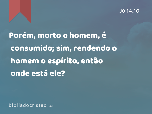 Porém, morto o homem, é consumido; sim, rendendo o homem o espírito, então onde está ele? - Jó 14:10