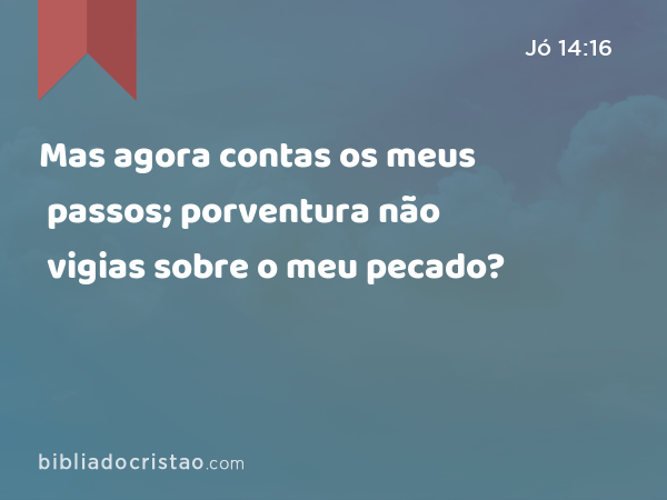 Mas agora contas os meus passos; porventura não vigias sobre o meu pecado? - Jó 14:16