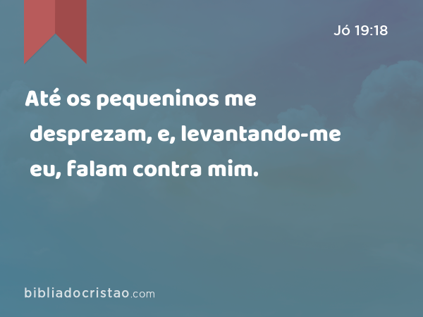 Até os pequeninos me desprezam, e, levantando-me eu, falam contra mim. - Jó 19:18