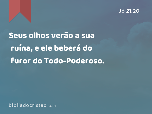 Seus olhos verão a sua ruína, e ele beberá do furor do Todo-Poderoso. - Jó 21:20