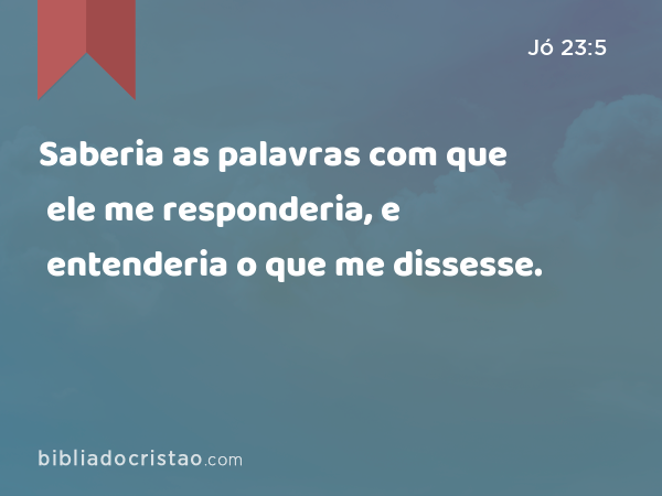 Saberia as palavras com que ele me responderia, e entenderia o que me dissesse. - Jó 23:5