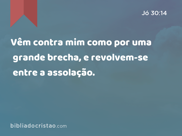 Vêm contra mim como por uma grande brecha, e revolvem-se entre a assolação. - Jó 30:14