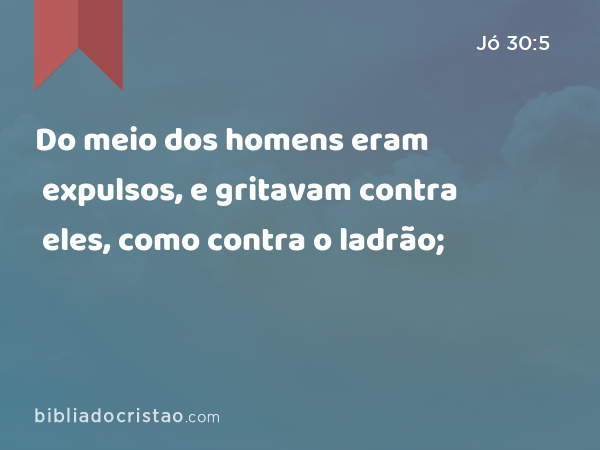 Do meio dos homens eram expulsos, e gritavam contra eles, como contra o ladrão; - Jó 30:5