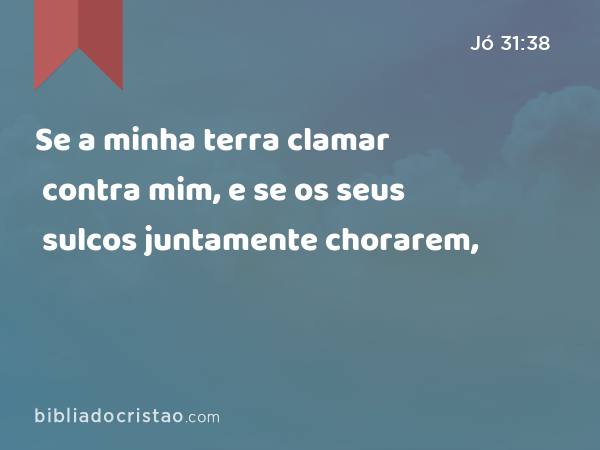 Se a minha terra clamar contra mim, e se os seus sulcos juntamente chorarem, - Jó 31:38