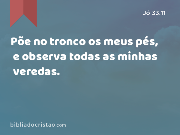 Põe no tronco os meus pés, e observa todas as minhas veredas. - Jó 33:11