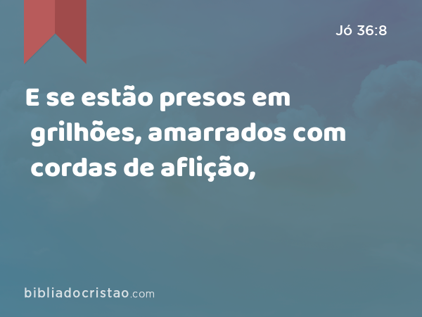 E se estão presos em grilhões, amarrados com cordas de aflição, - Jó 36:8