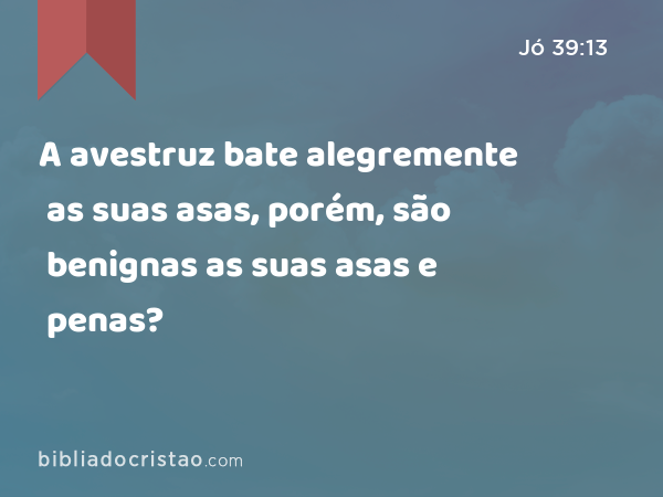 A avestruz bate alegremente as suas asas, porém, são benignas as suas asas e penas? - Jó 39:13