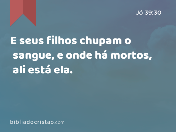 E seus filhos chupam o sangue, e onde há mortos, ali está ela. - Jó 39:30