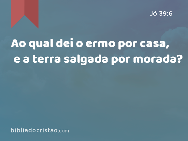 Ao qual dei o ermo por casa, e a terra salgada por morada? - Jó 39:6