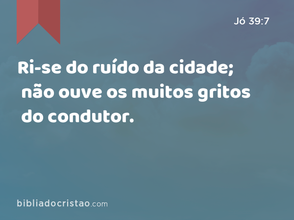 Ri-se do ruído da cidade; não ouve os muitos gritos do condutor. - Jó 39:7